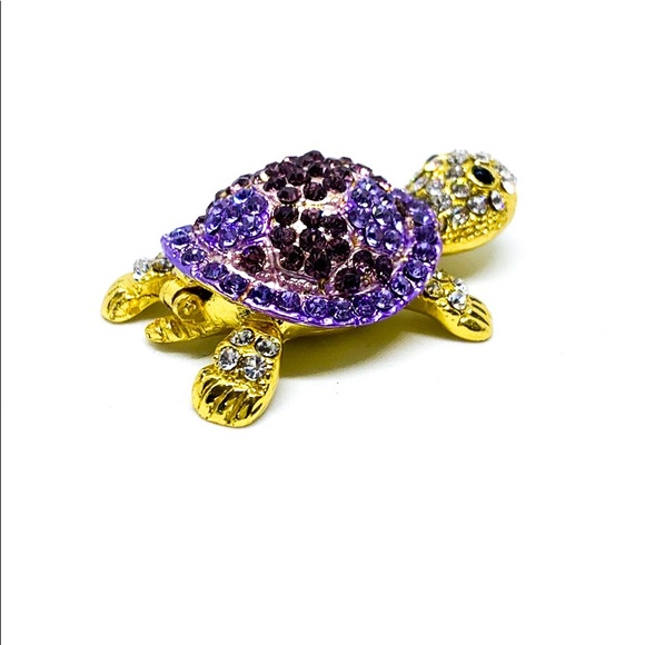 Lavender Rhinestone Crystal Turtle Trinket Dish - Picture 6 of 10